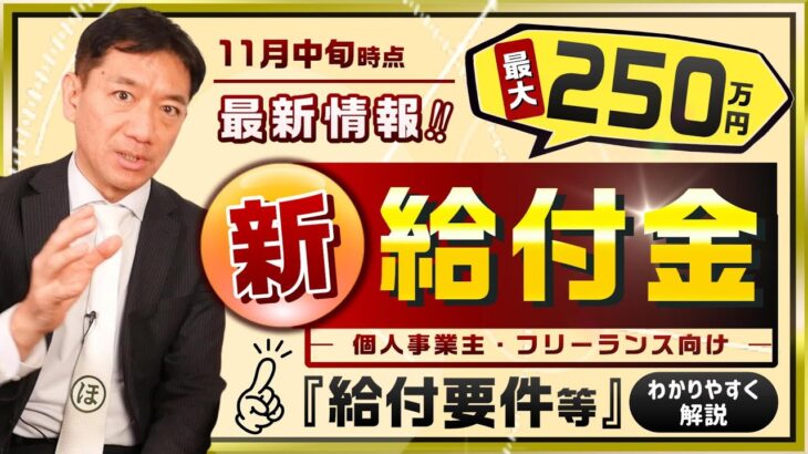 【11月14日時点 最新情報】『新・給付金』最大250万円～給付要件等, 21年度中に支給開始予定