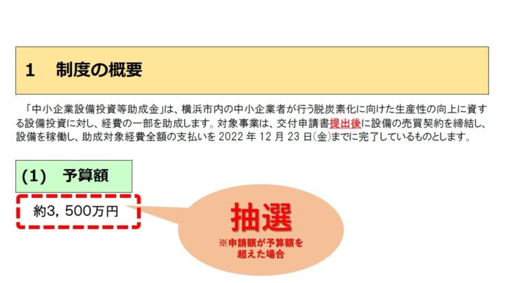 令和４年度中小企業設備投資助成金制度説明について