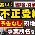 【不正受給の立入調査】休業給付金 / 雇調金 / 通報窓口  / 法人名公表 / 予告なし立入調査 / 自主返還の方法 等〈22年8月時点〉