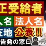 【告発, 通報窓口】個人名・法人名・所在地の公表 / 全給付金で徹底調査 / 持続化・家賃給付・一時支援・月次支援・事業復活支援金 / 雇調金 / 休業支援金 / 自主返還 等〈23年5月時点〉