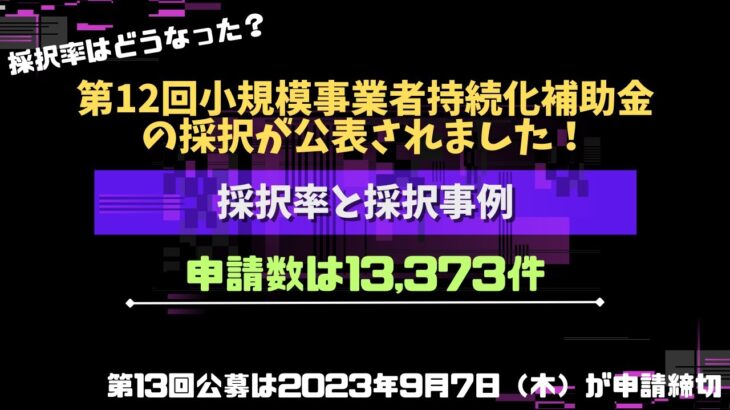 【第12回】小規模事業者持続化補助金の採択が公表されました！採択率と採択事例まとめ