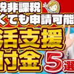 【生活支援・給付金 5選：住民税非課税でなくても申請可能】国民健康保険料の減免/ 求職者支援制度 月10万円/ 国民年金の減免/ 生活福祉資金貸付/ 生活保護等/ 是非ご活用ください  ≪24年6月≫