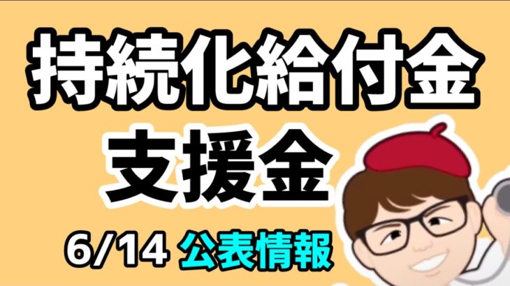 6月14日公表・持続化給付金・家賃支援給付金・一時支援金・月次支援金・事業復活支援金情報【中小企業診断士YouTuber マキノヤ先生】第1825回