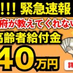 【絶対に申請して！】政府から高齢者へ40万円支給！申請するともらえる給付金・助成金を分かりやすく解説！