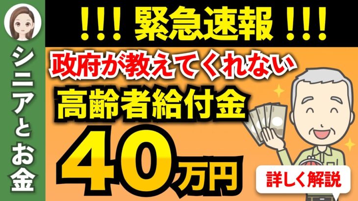 【絶対に申請して！】政府から高齢者へ40万円支給！申請するともらえる給付金・助成金を分かりやすく解説！