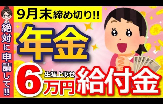 【知らないと損！】申請で一生年金に6万円上乗せ！年金生活者支援給付金は今すぐ絶対に申請して！【老齢年金/遺族年金/障害年金】