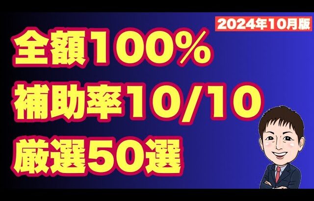 【2024年10月】 補助率10/10全額100%支給補助金・支援金 厳選50選