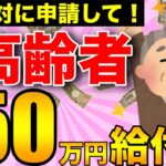 【絶対に申請して】政府から高齢者へ最大50万円の給付金！申請しないともらえない給付金・助成金！【知らなきゃ大損】