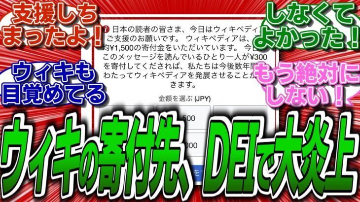 ウィキペディアにした支援金がDEI関係に流れまくって大炎上するwwwに関する海外の反応集